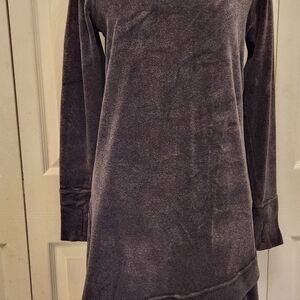 Athleta Gray Velour Long Sleeve Dress Sz M